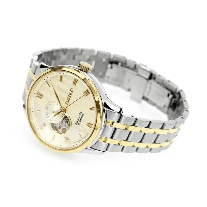 Seiko Presage Japanese Two-Tone Garden Open Heart Men's Watch- SSA464